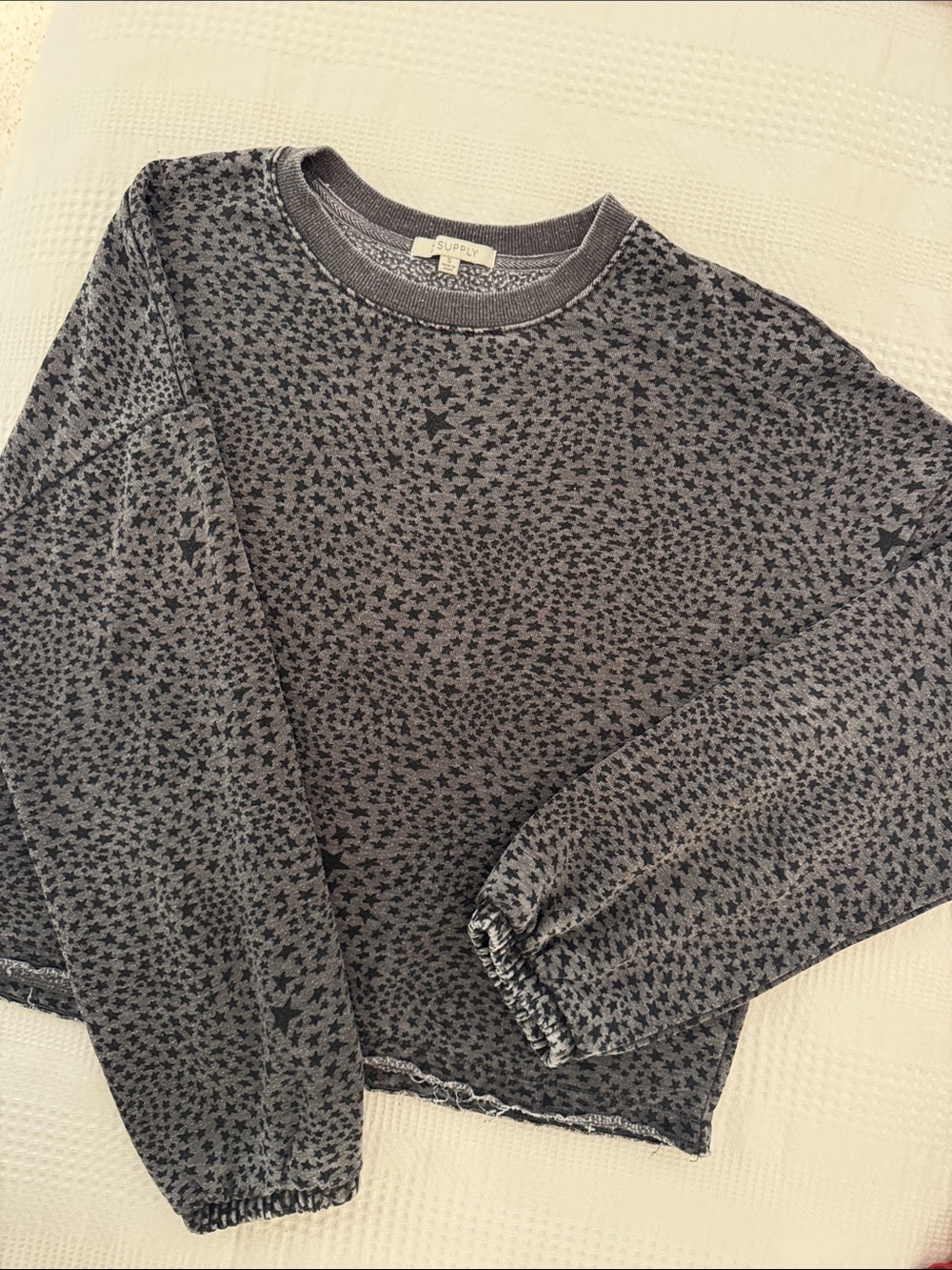 Z Supply Heather Gray Star Crewneck Sweater